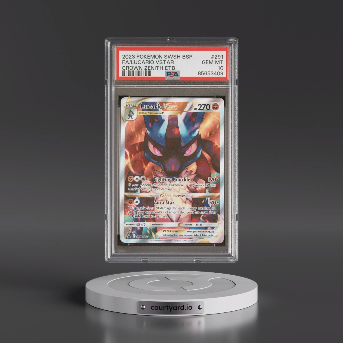 2023 Pokémon Swsh Black Star Promo #291 Lucario Vstar - Full Art Crown Zenith Elite Trainer Box (PSA 10 GEM MINT)
