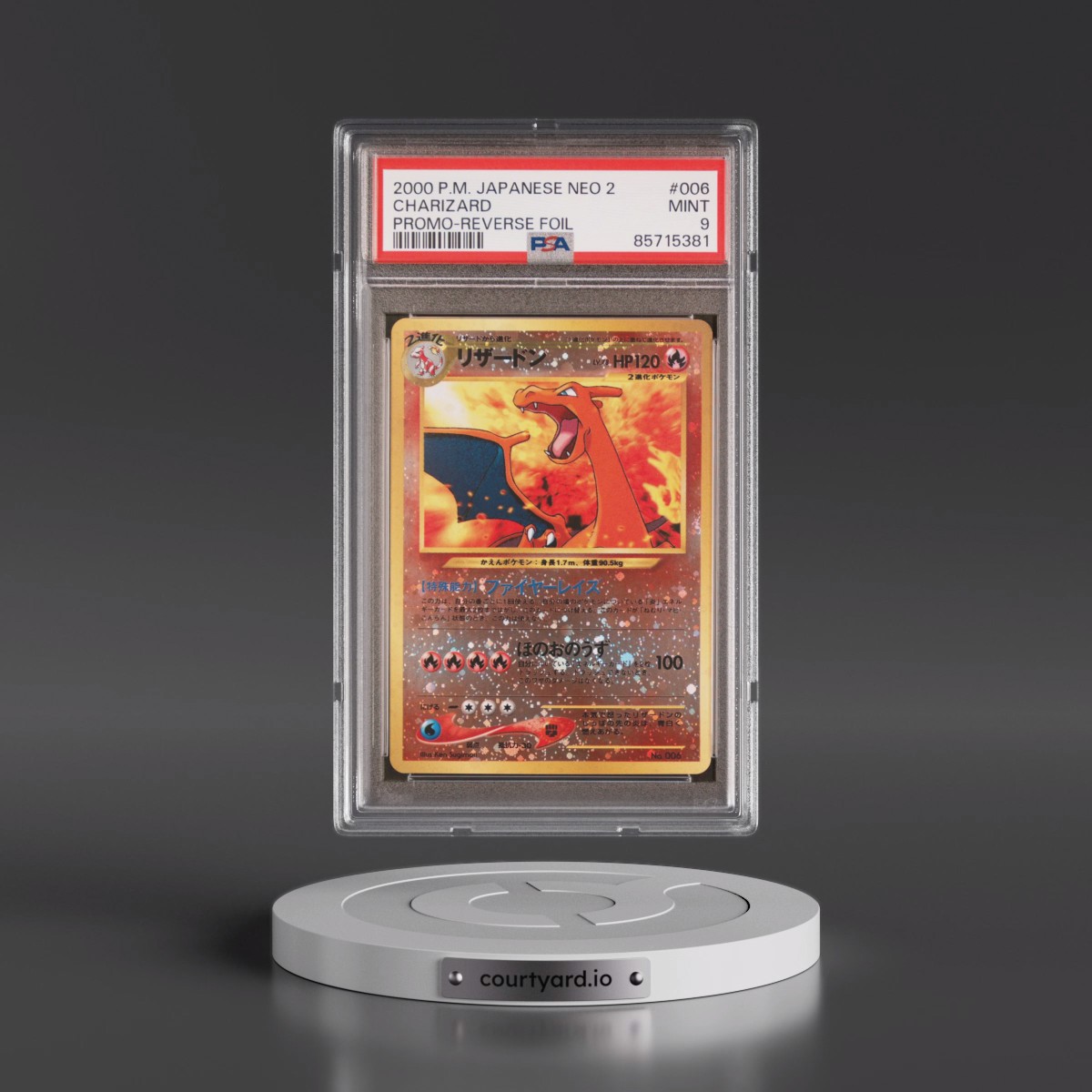 2000 Pokémon Neo 2 Promo #006 Charizard - Reverse Foil (PSA 9 MINT)