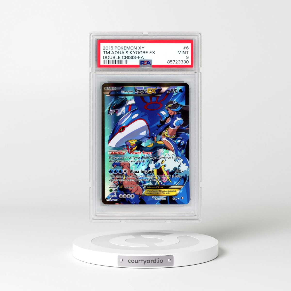 2015 Pokémon XY Double Crisis #6 Team Aqua's Kyogre EX - Holo Full Art (PSA 9 MINT)