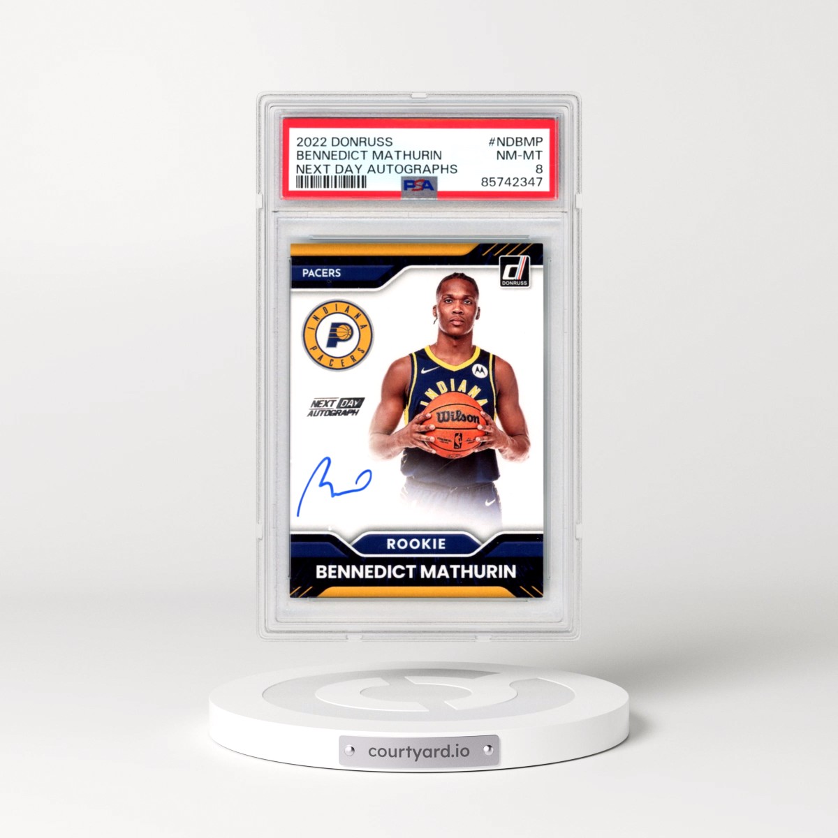 2022 Panini Donruss Next Day Autographs #NDBMP Bennedict Mathurin (PSA 8 NM-MT)