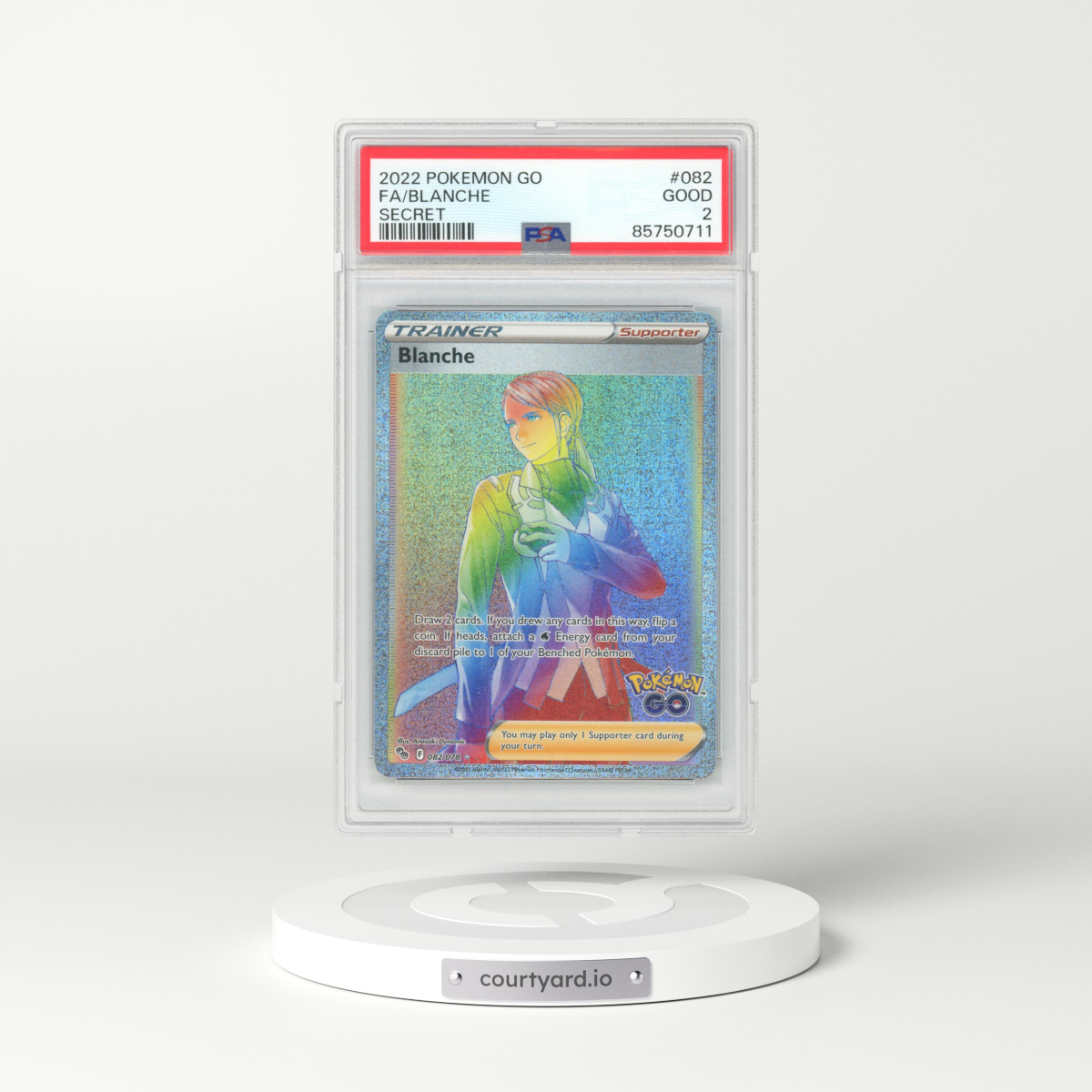 2022 Pokémon GO #082 Blanche - Full Art Holo (PSA 2 GOOD)