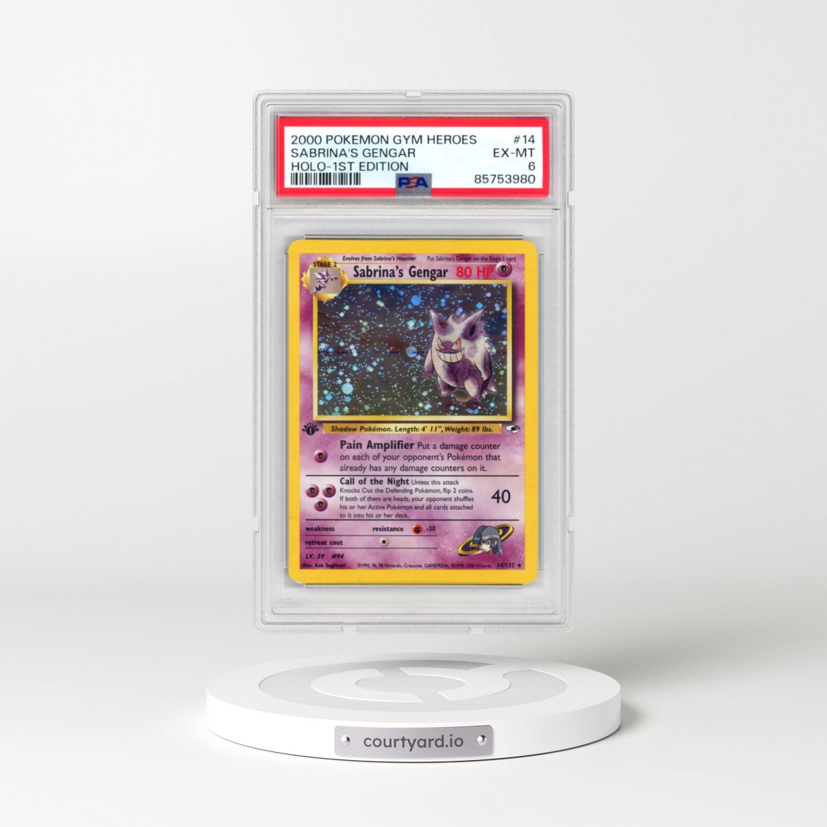 2000 Pokémon Gym Heroes #14 Sabrina's Gengar - 1st Edition Holo (PSA 6 EX-MT)