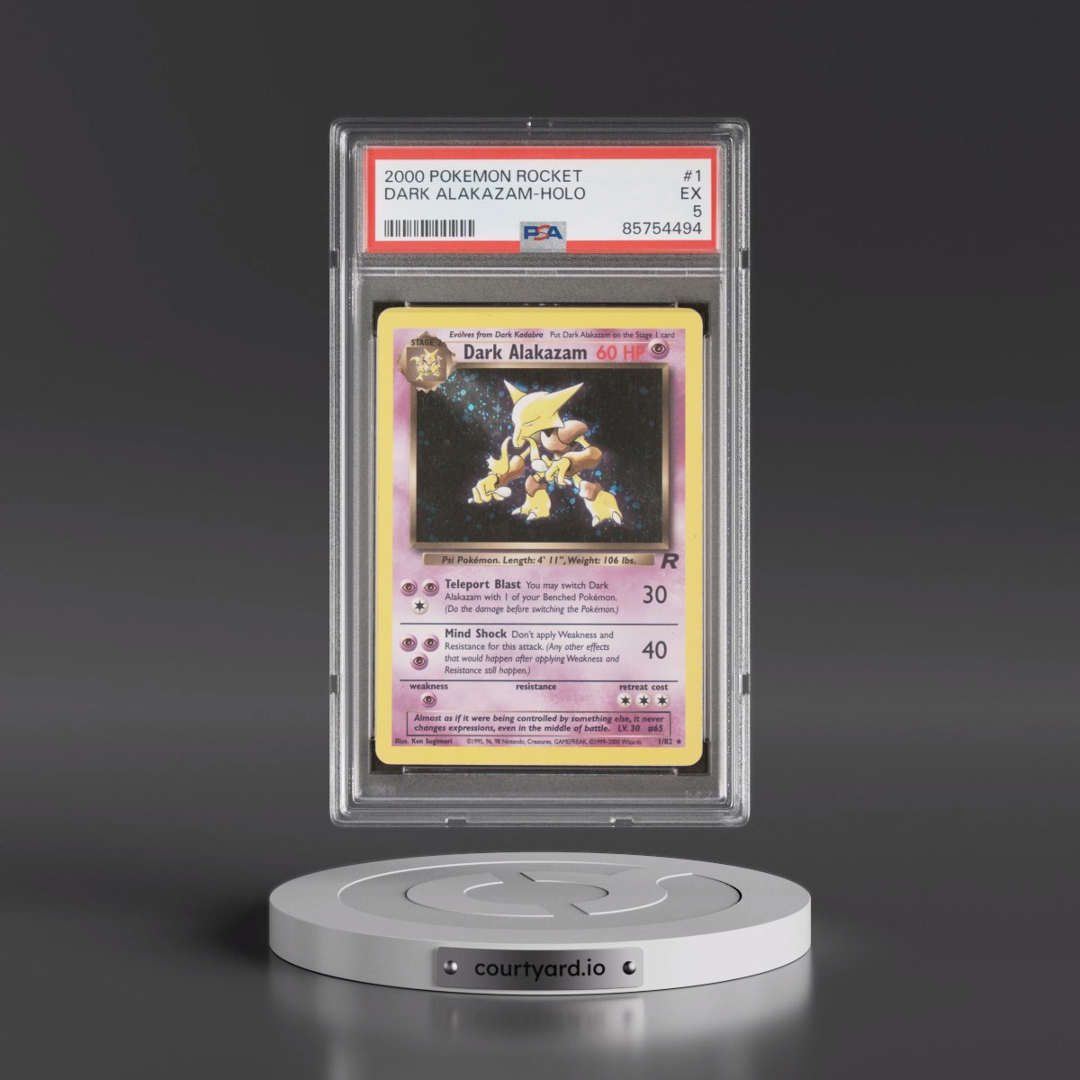 2000 Pokémon Rocket #1 Dark Alakazam - Holo (PSA 5 EX)