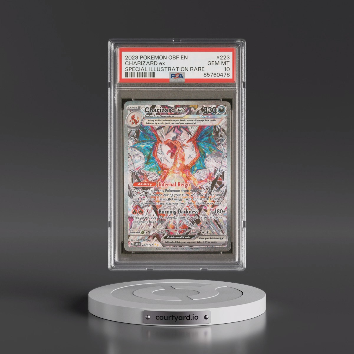 2023 Pokémon Obf EN-Obsidian Flames #223 Charizard EX - Holo Special Illustration Rare (PSA 10 GEM MINT)