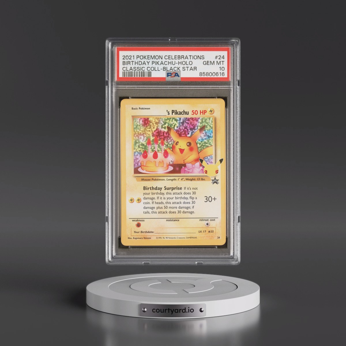 2021 Pokémon Celebrations Classic Collection #24 Birthday Pikachu - Holo (PSA 10 GEM MINT)