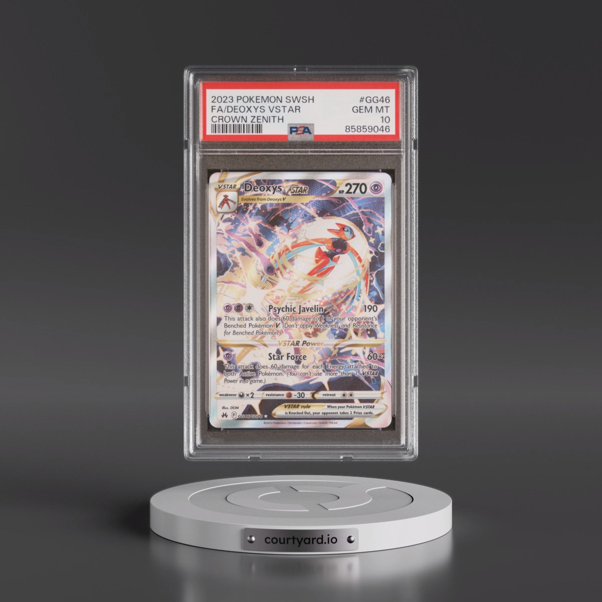 2023 Pokémon Sword and Shield Crown Zenith Deoxys Vstar - Full Art #GG46 PSA 10