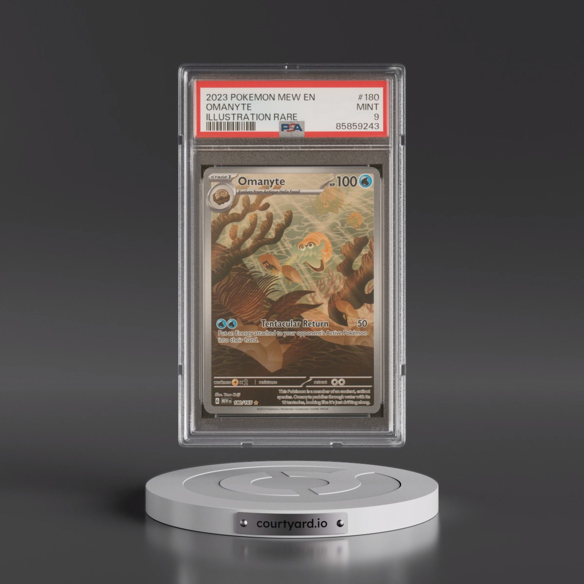 2023 Pokémon Mew EN-151 #180 Omanyte - Illustration Rare (PSA 9 MINT)