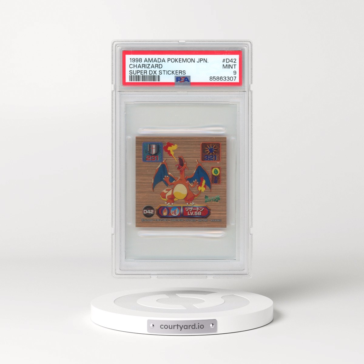 1998 Amada Pokémon Super DX Stickers #D42 Charizard (PSA 9 MINT)