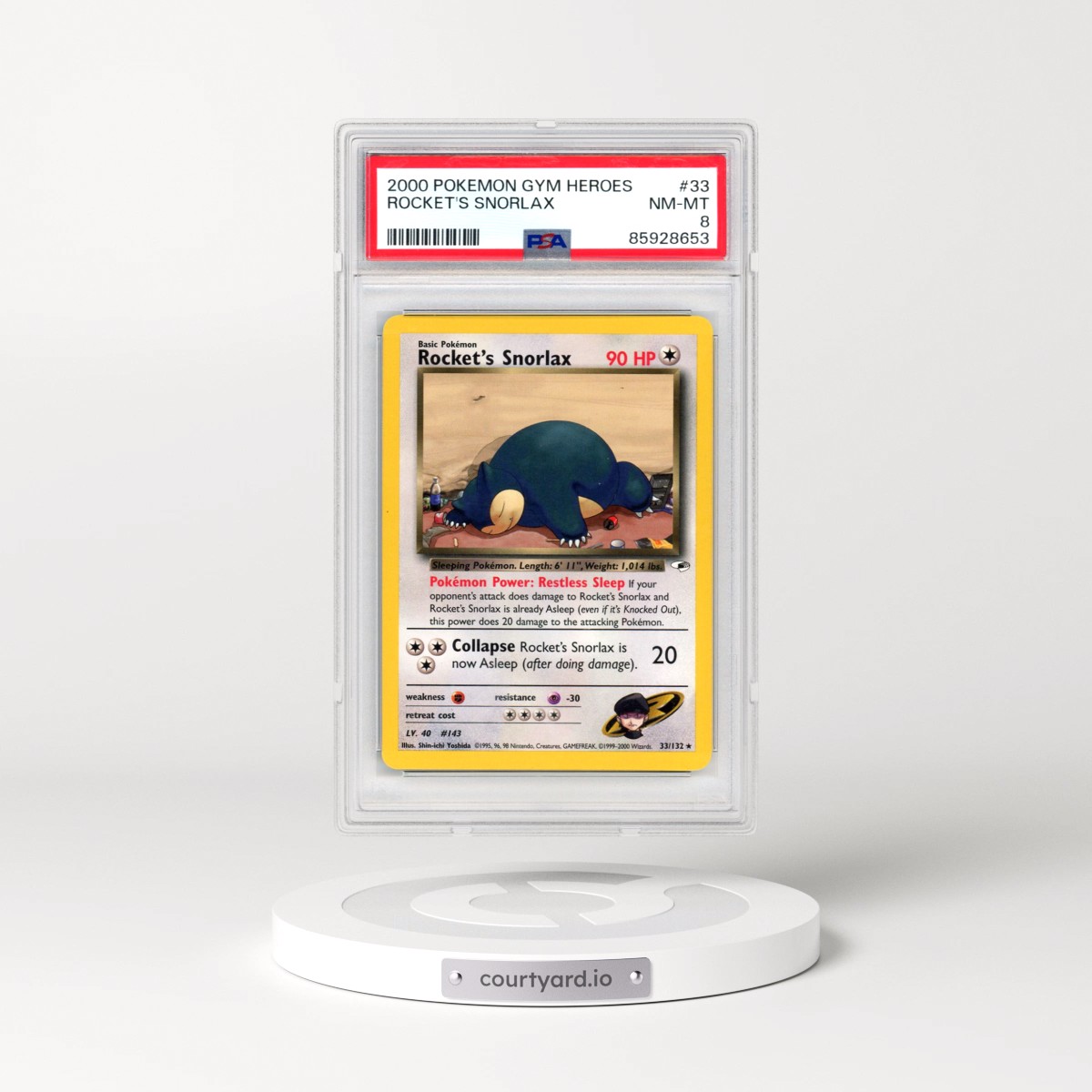 2000 Pokémon Gym Heroes #33 Rocket's Snorlax (PSA 8 NM-MT)