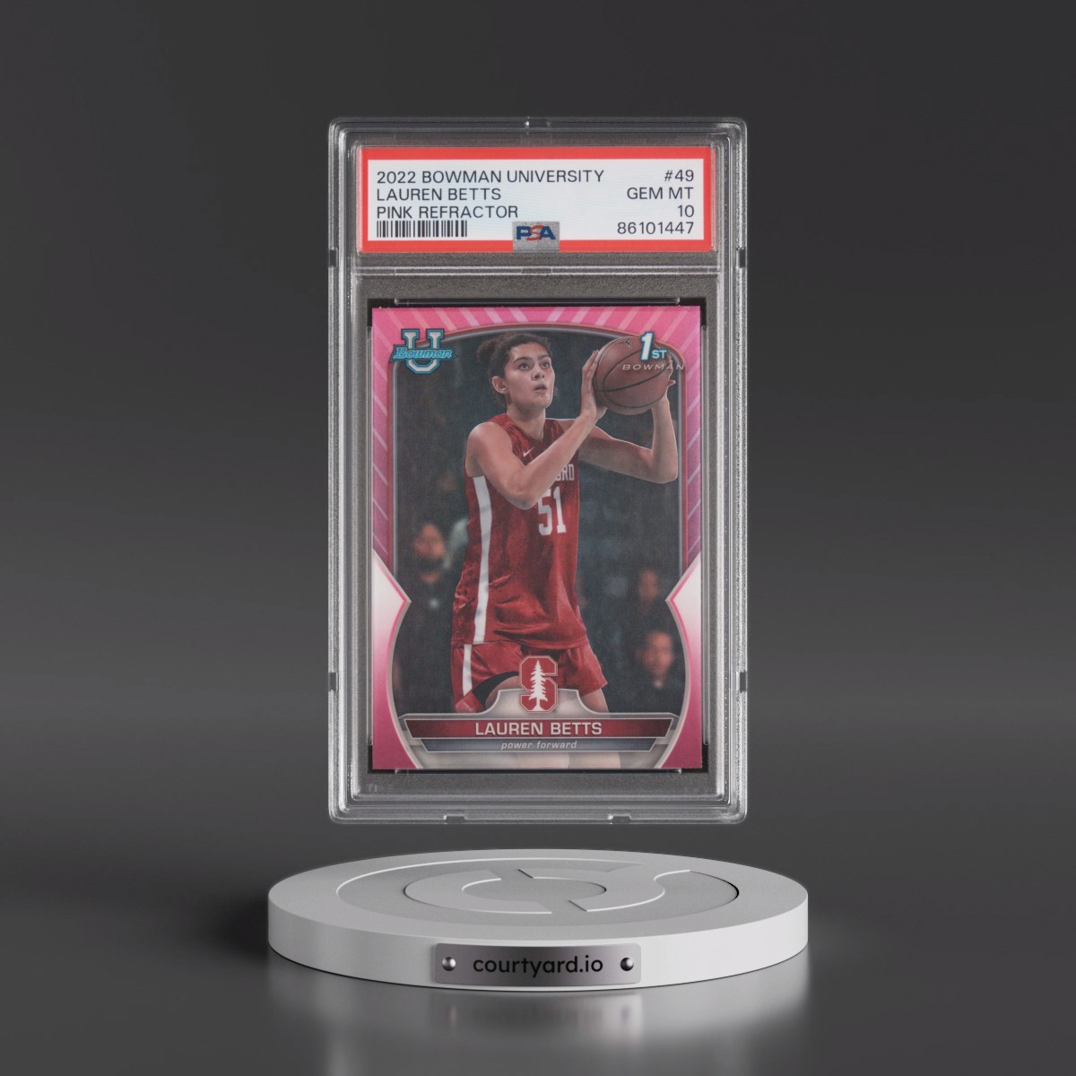 2022 Bowman Chrome University Lauren Betts - Pink Refractor #49 PSA 10