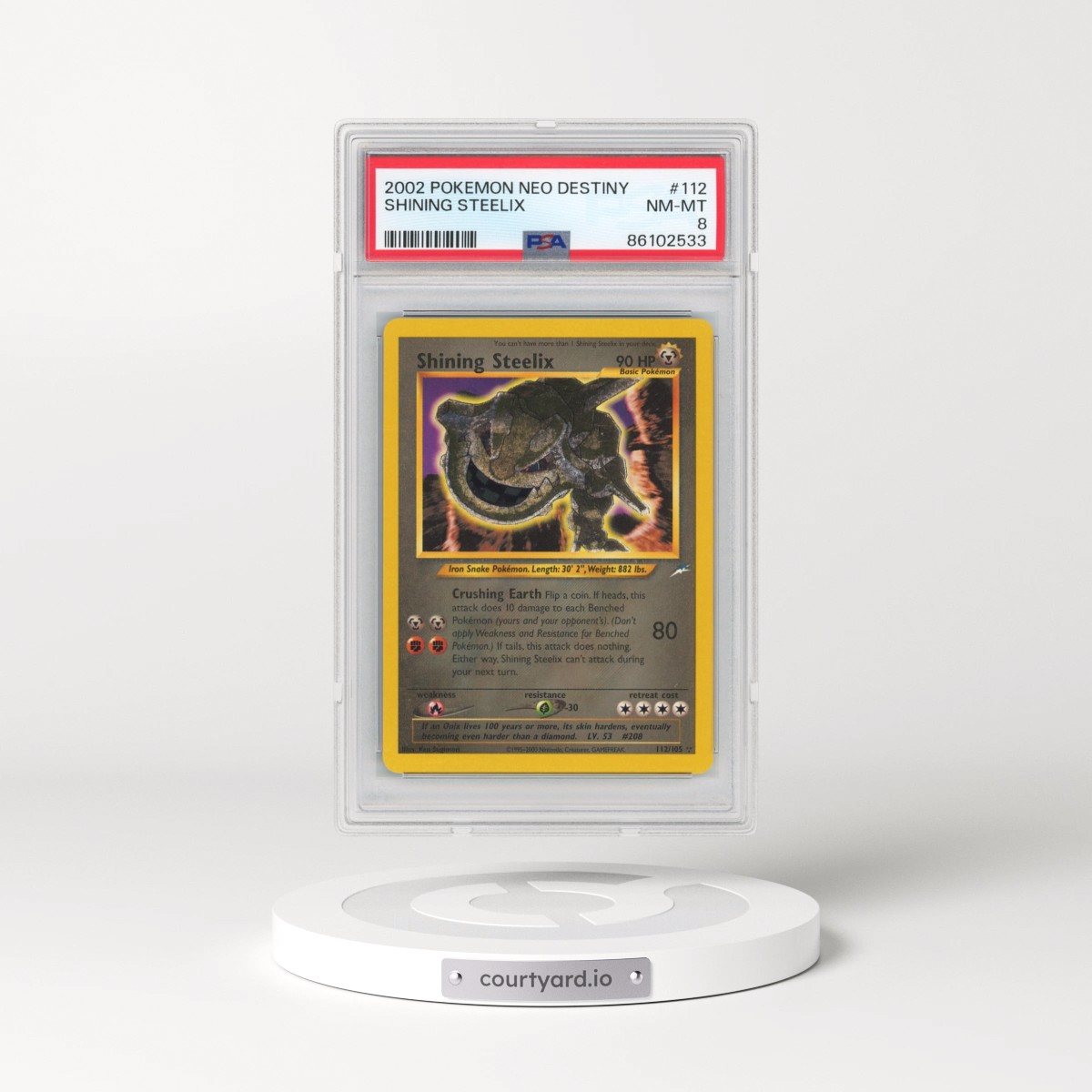 2002 Pokémon Neo Destiny #112 Shining Steelix - Holo (PSA 8 NM-MT)