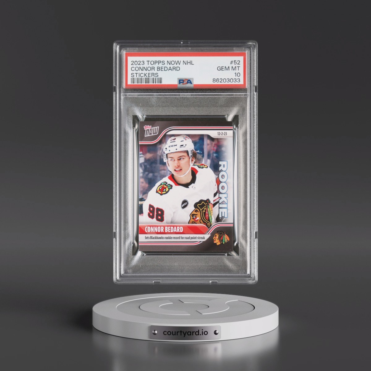 2023 Topps Now NHL Stickers #52 Connor Bedard (PSA 10 GEM MINT)