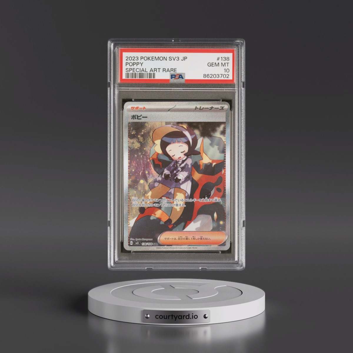2023 Pokémon SV3-Ruler of the Black Flame Poppy - Special Art Rare #138 PSA 10