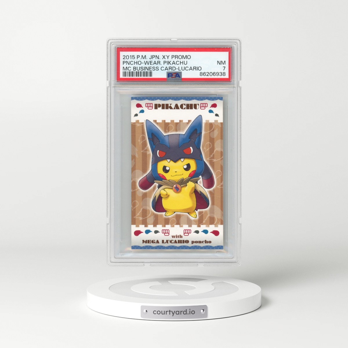 2015 Pokémon XY Promo Poncho-Wearing Pikachu - Mega Campaign Business Card-Lucario (PSA 7 NM)