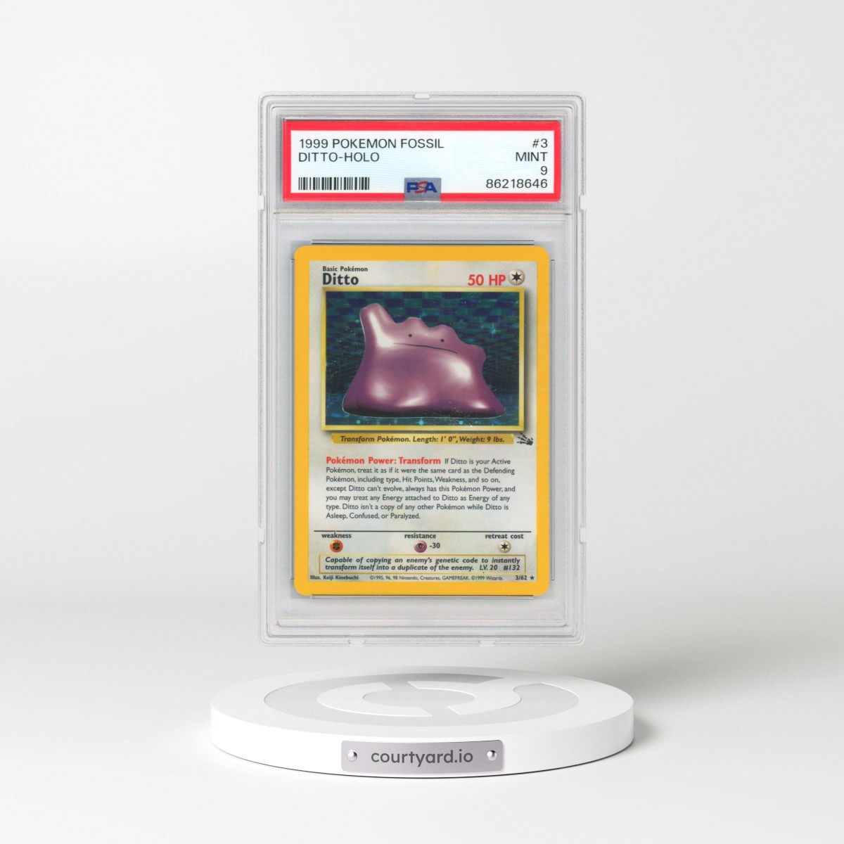 1999 Pokémon Fossil #3 Ditto - Holo (PSA 9 MINT)