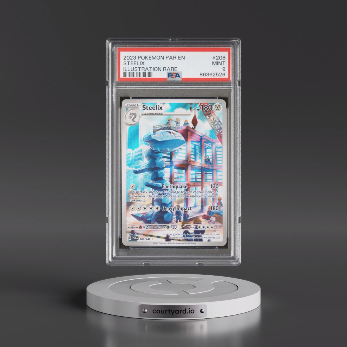 2023 Pokémon Par EN-Paradox Rift #208 Steelix - Illustration Rare (PSA 9 MINT)