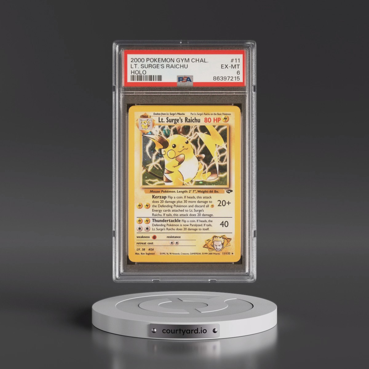 2000 Pokémon Gym Challenge #11 LT. Surge's Raichu - Holo (PSA 6 EX-MT)