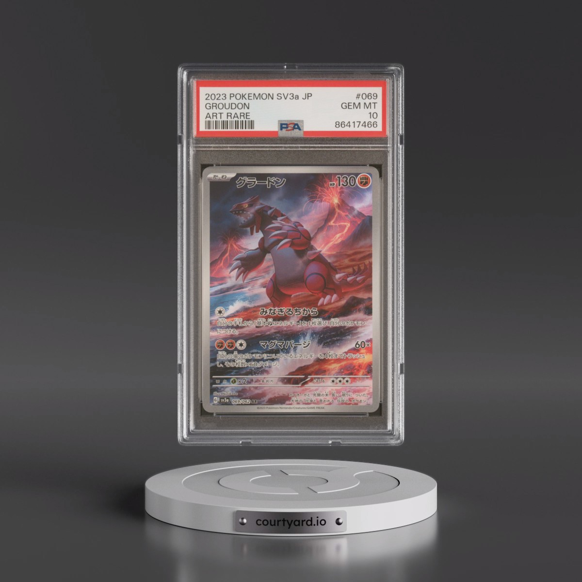 2023 Pokémon Sv3a-Raging Surf #069 Groudon - Art Rare (PSA 10 GEM MINT)