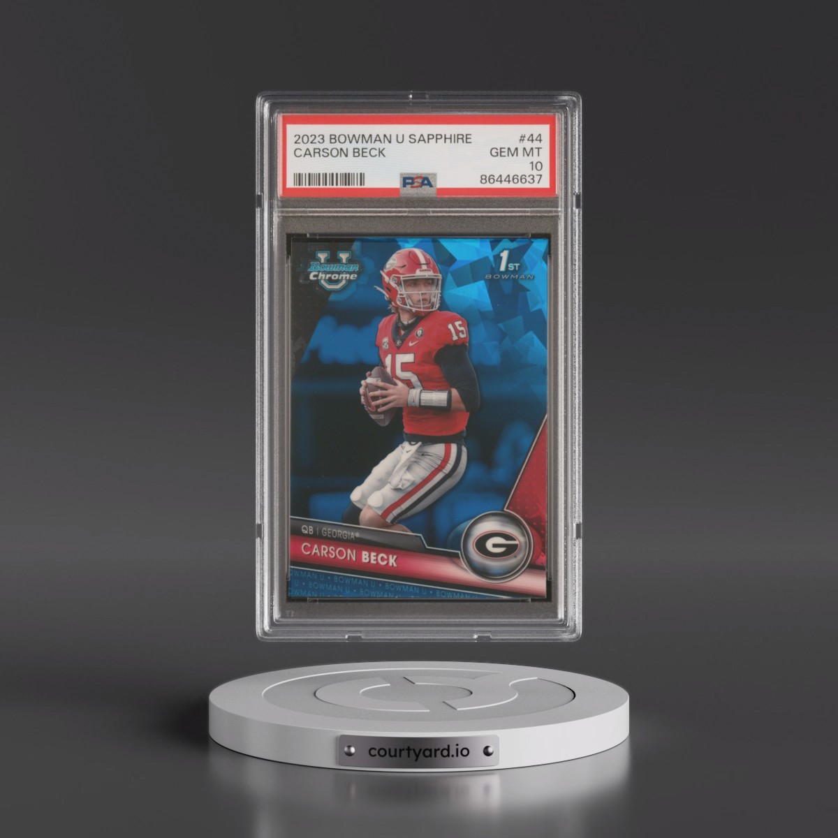 2023 Bowman University Chrome Sapphire Carson Beck #44 PSA 10