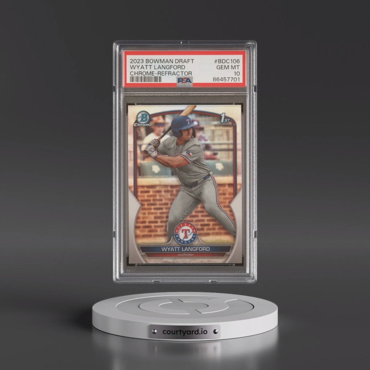 2023 Bowman Draft #BDC106 Wyatt Langford - Chrome-Refractor (PSA 10 GEM MINT)