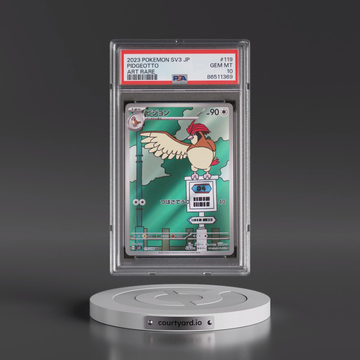 2023 Pokémon SV3-Ruler of the Black Flame #119 Pidgeotto - Art Rare (PSA 10 GEM MINT)