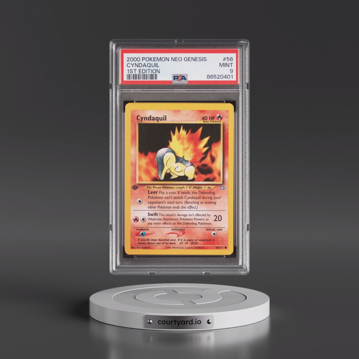 2000 Pokémon Neo Genesis #56 Cyndaquil - 1st Edition (PSA 9 MINT)