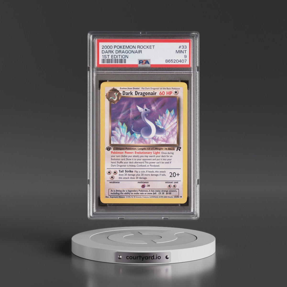 2000 Pokémon Rocket #33 Dark Dragonair - 1st Edition (PSA 9 MINT)