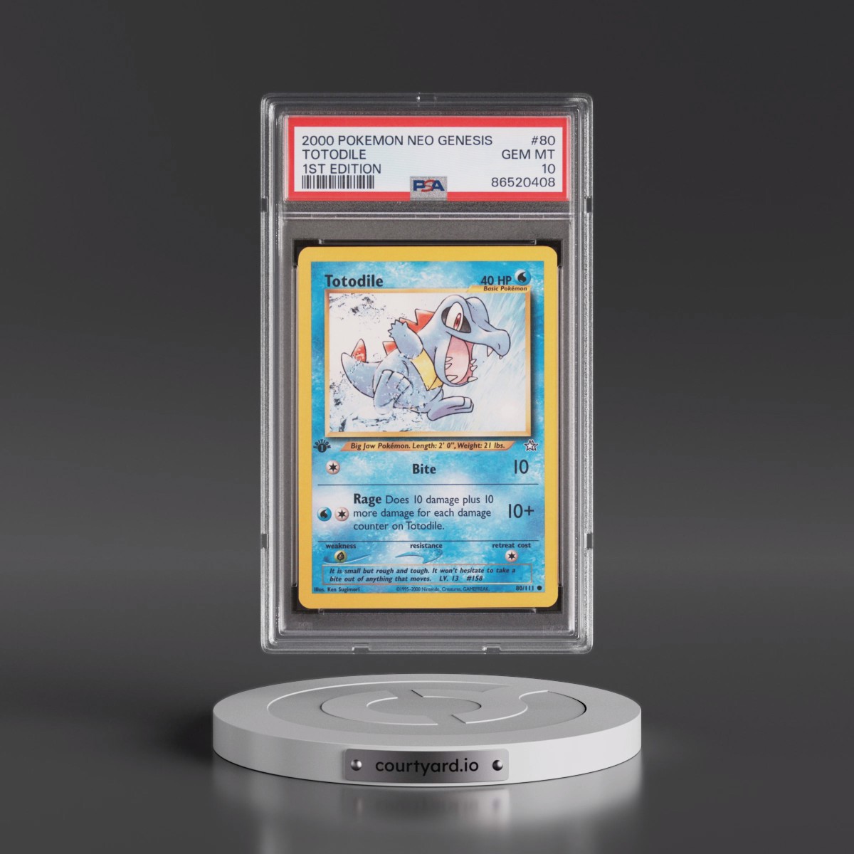 2000 Pokémon Neo Genesis #80 Totodile - 1st Edition (PSA 10 GEM MINT)