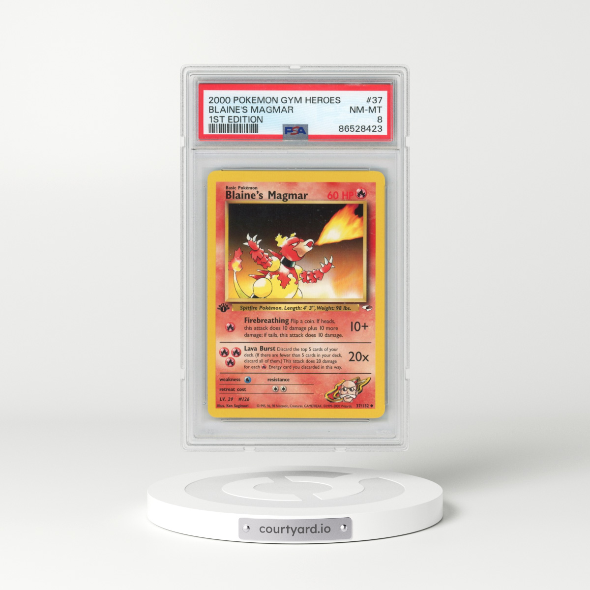 2000 Pokémon Gym Heroes #37 Blaine's Magmar - 1st Edition (PSA 8 NM-MT)