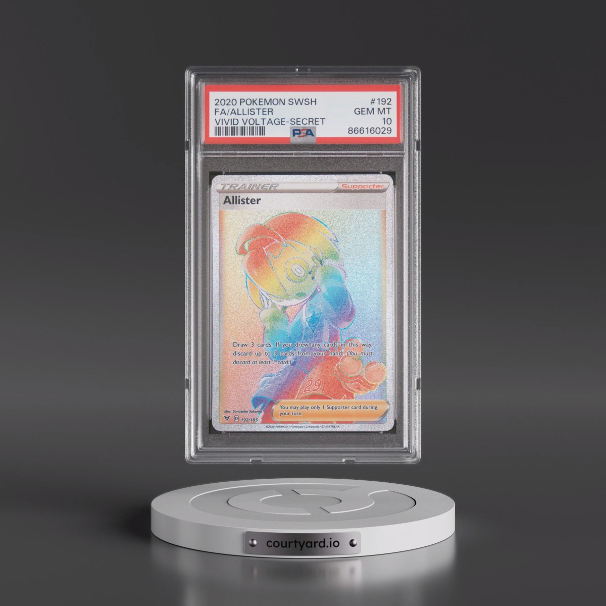 2020 Pokémon Sword & Shield Vivid Voltage #192 Allister - Full Art Secret (PSA 10 GEM MINT)