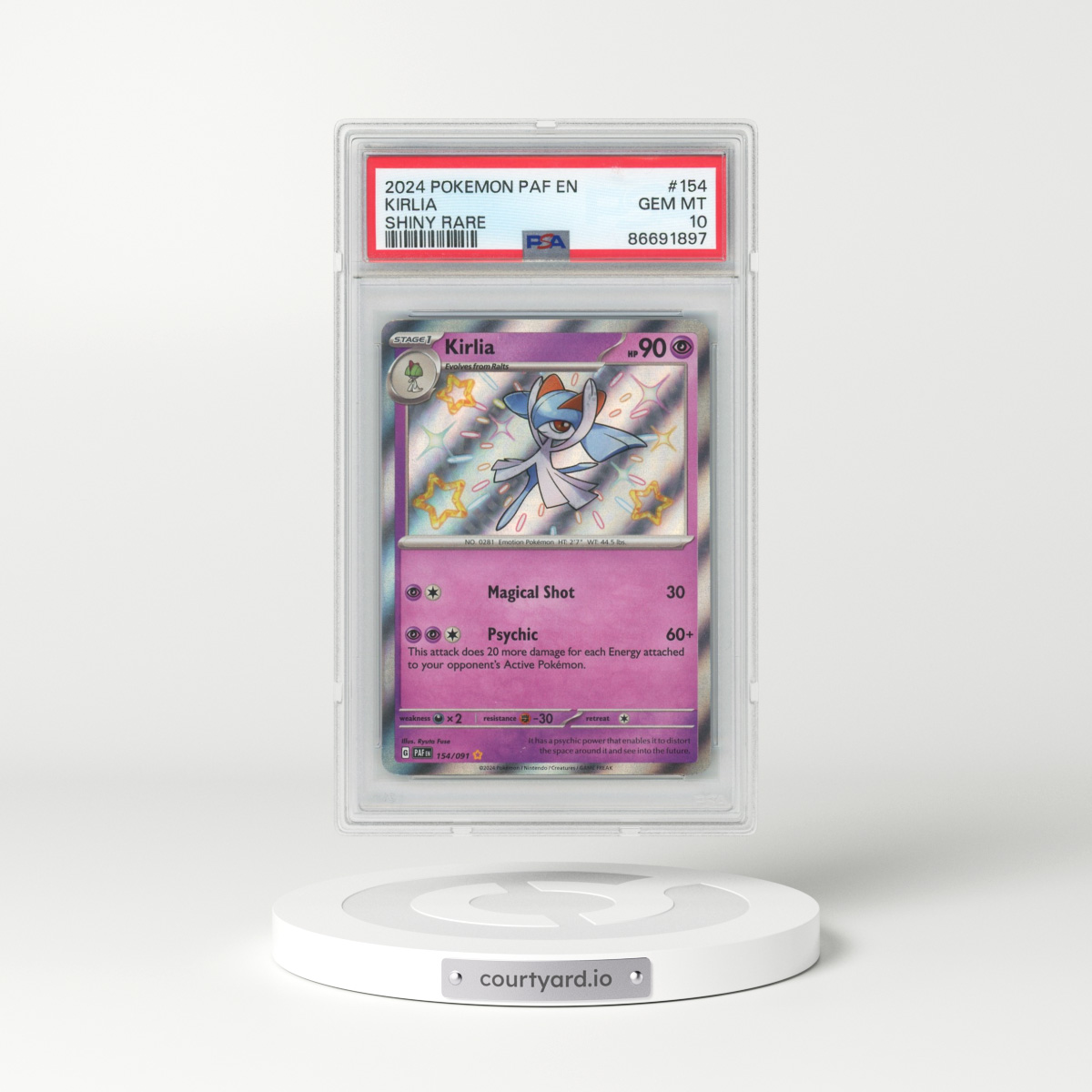 2024 Pokémon Paf EN-Paldean Fates #154 Kirlia - Shiny Rare (PSA 10 GEM MINT)
