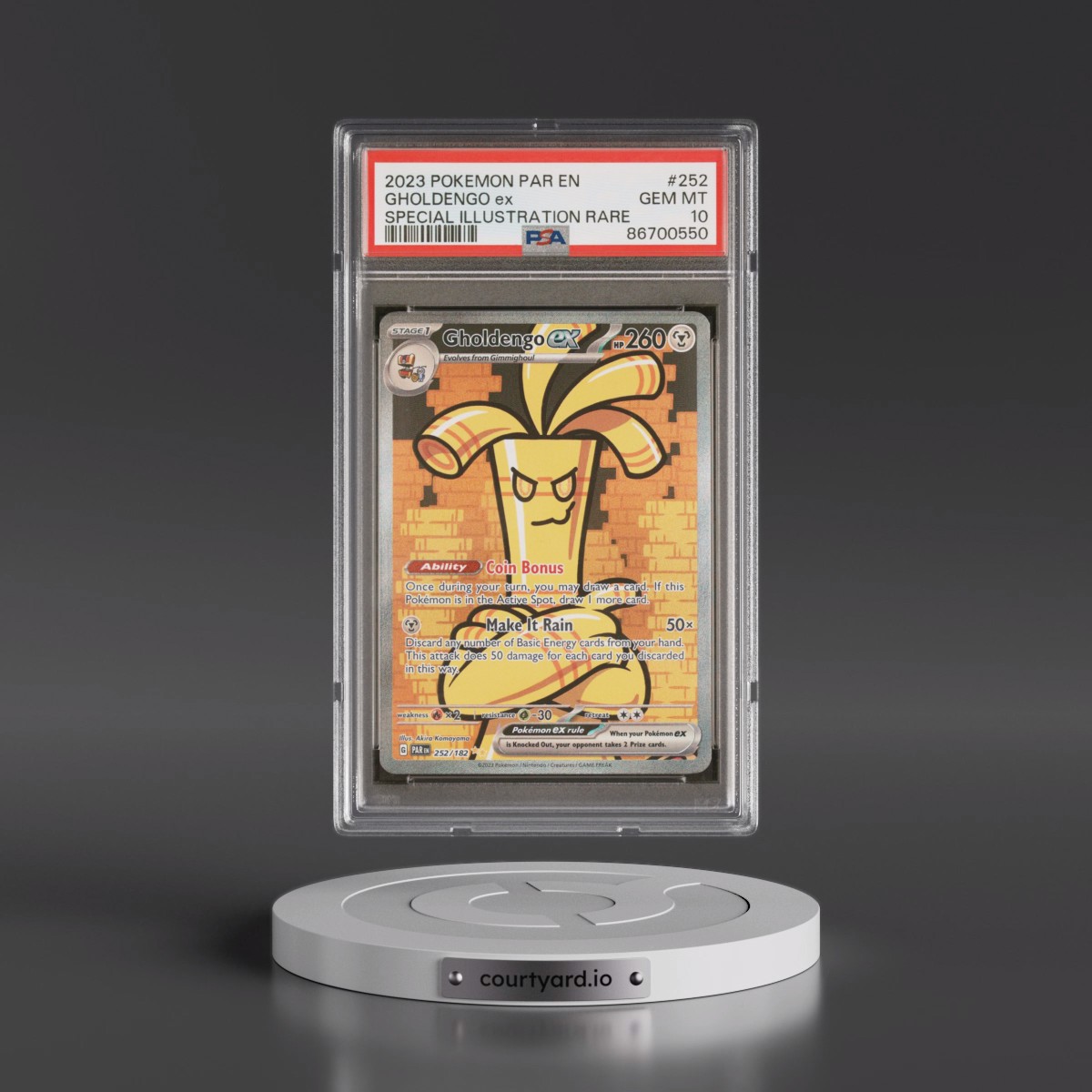 2023 Pokémon Par EN-Paradox Rift #252 Gholdengo EX - Holo Special Illustration Rare (PSA 10 GEM MINT)