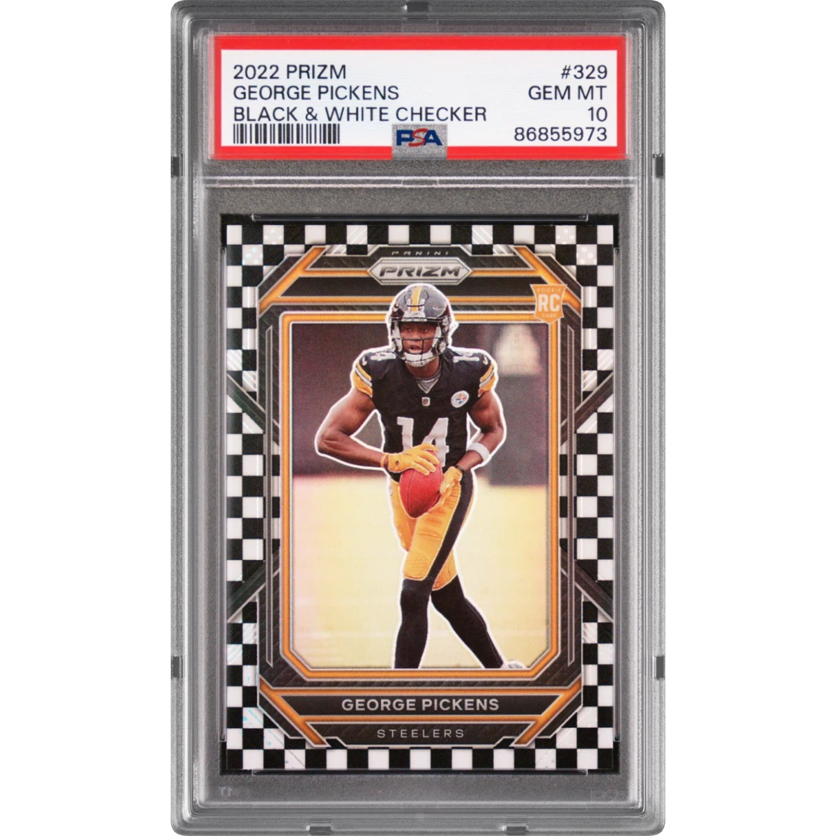 2022 Panini Prizm #329 George Pickens - Black & White Checker (PSA 10 GEM MINT)