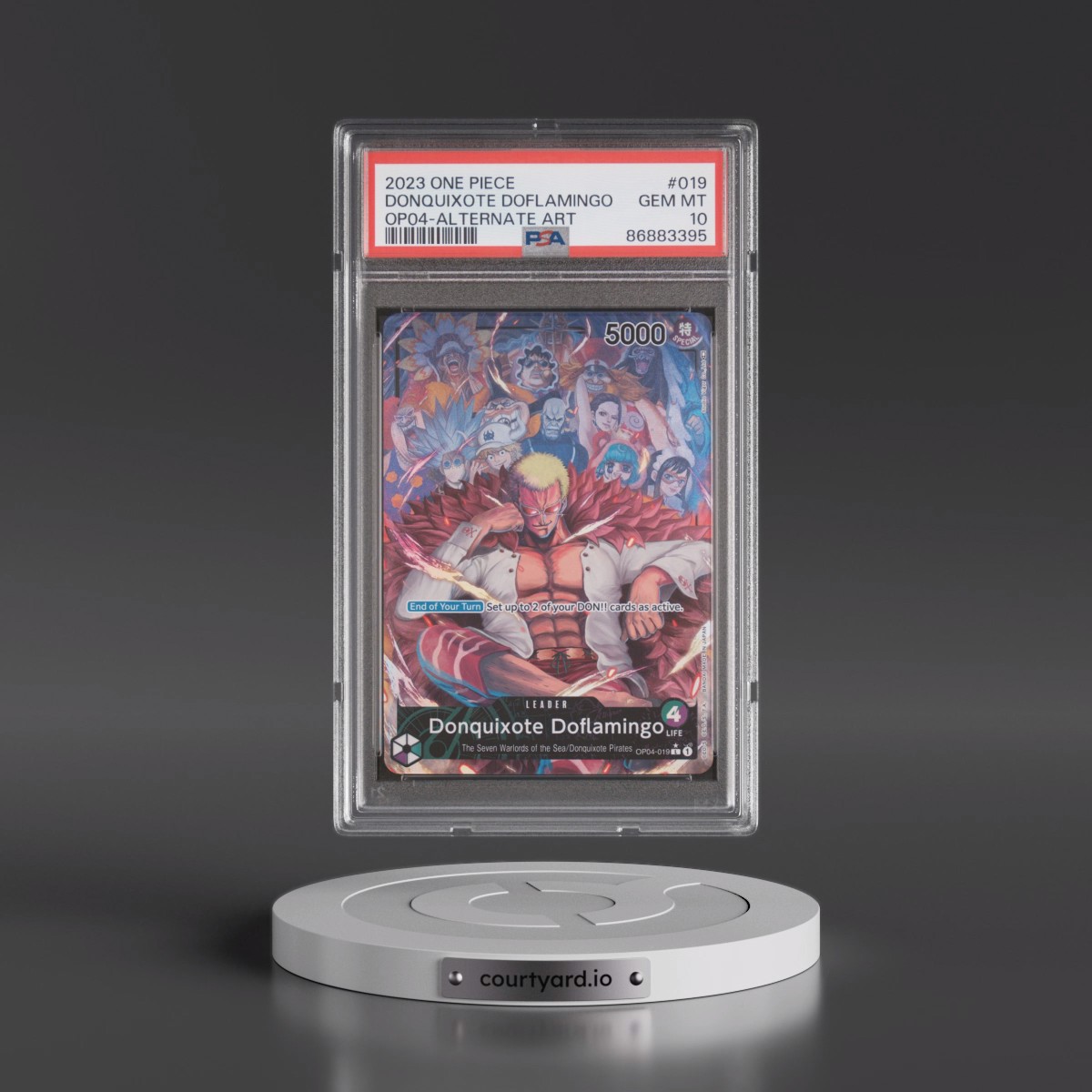 2023 One Piece OP04-Kingdoms of Intrigue #019 Donquixote Doflamingo - Alternate Art (PSA 10 GEM MINT)