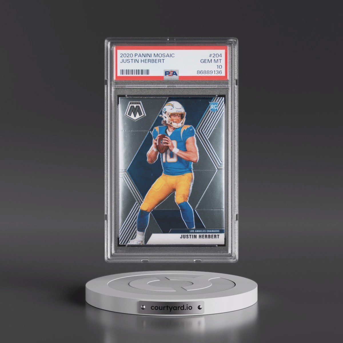 2020 Panini Mosaic #204 Justin Herbert (PSA 10 GEM MINT)