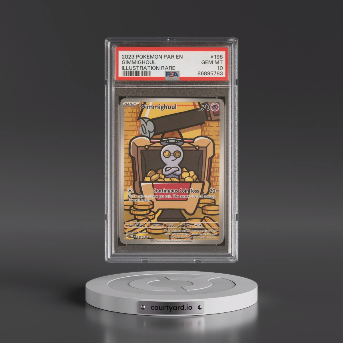 2023 Pokémon Par EN-Paradox Rift #198 Gimmighoul - Illustration Rare (PSA 10 GEM MINT)