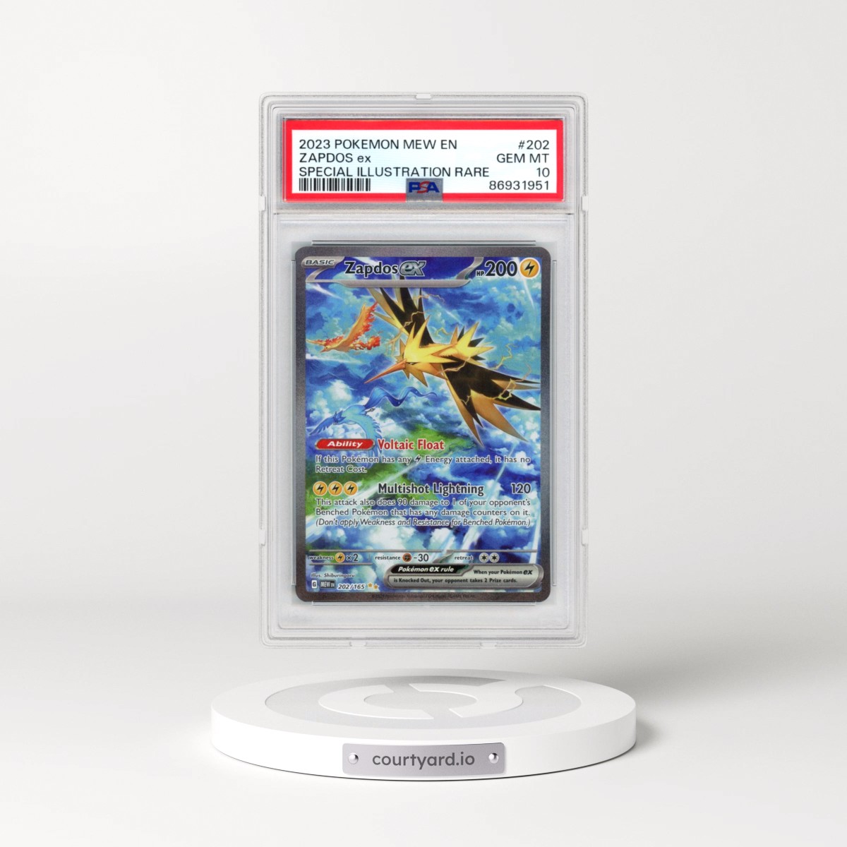 2023 Pokémon Mew EN-151 #202 Zapdos EX - Holo Special Illustration Rare (PSA 10 GEM MINT)