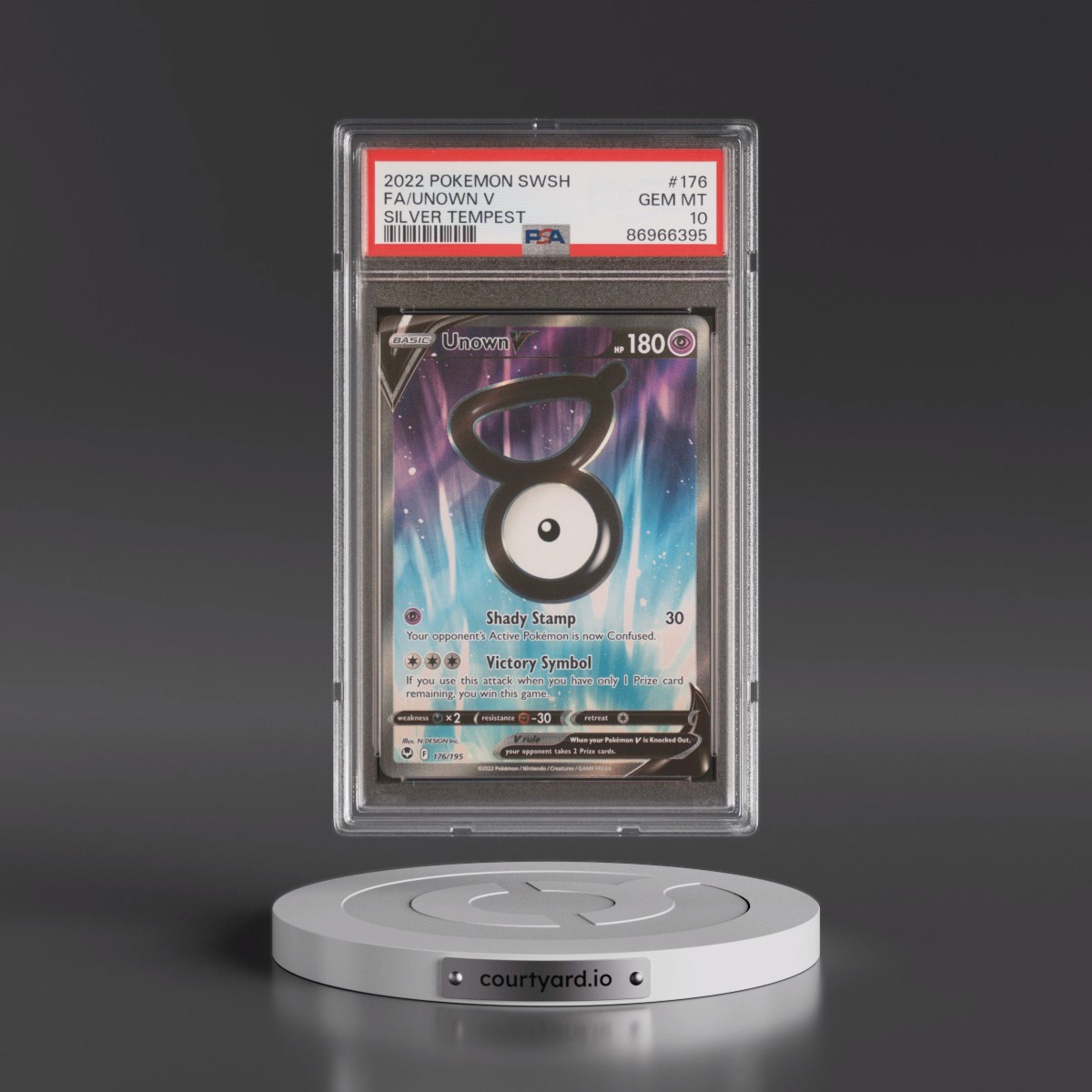 2022 Pokémon Sword & Shield Silver Tempest #176 Unown V - Holo Full Art (PSA 10 GEM MINT)
