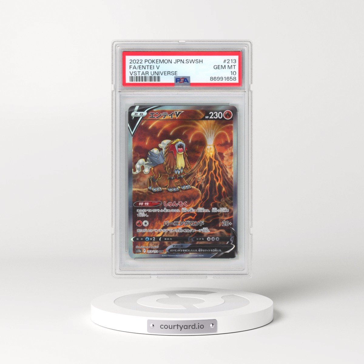 2022 Pokémon Sword & Shield Vstar Universe #213 Entei V - Holo Full Art (PSA 10 GEM MINT)