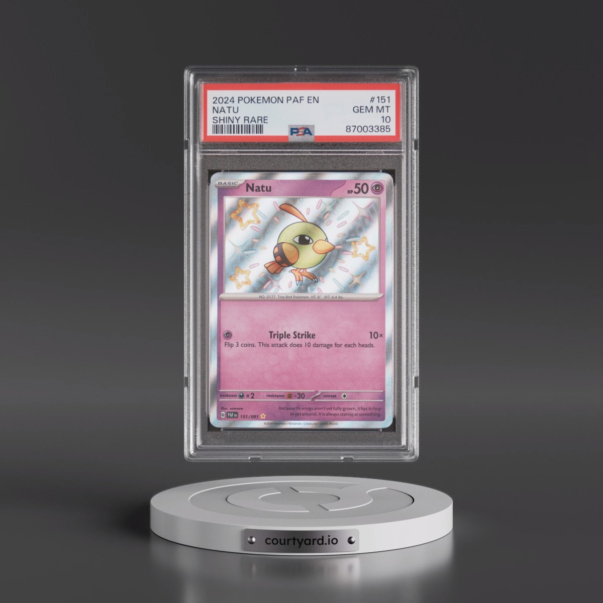 2024 Pokémon Paf EN-Paldean Fates #151 Natu - Shiny Rare (PSA 10 GEM MINT)