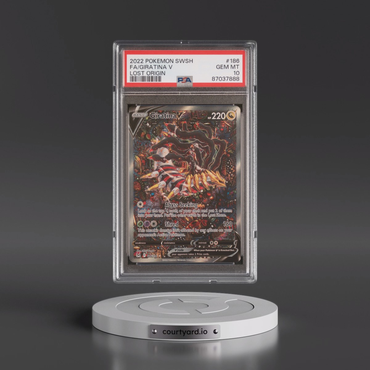 2022 Pokémon Sword & Shield Lost Origin Giratina V - Holo Full Art #186 PSA 10