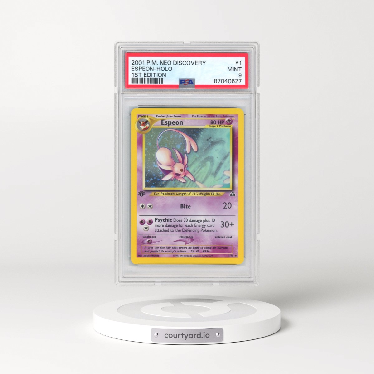 2001 Pokémon Neo Discovery #1 Espeon - 1st Edition Holo (PSA 9 MINT)