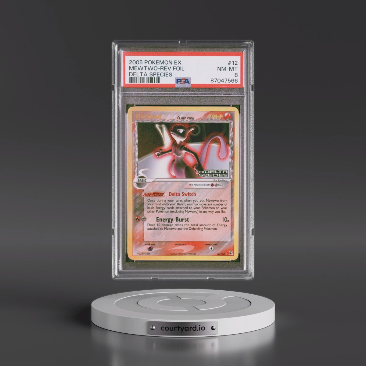 2005 Pokémon EX Delta Species #12 Mewtwo - Reverse Foil (PSA 8 NM-MT)