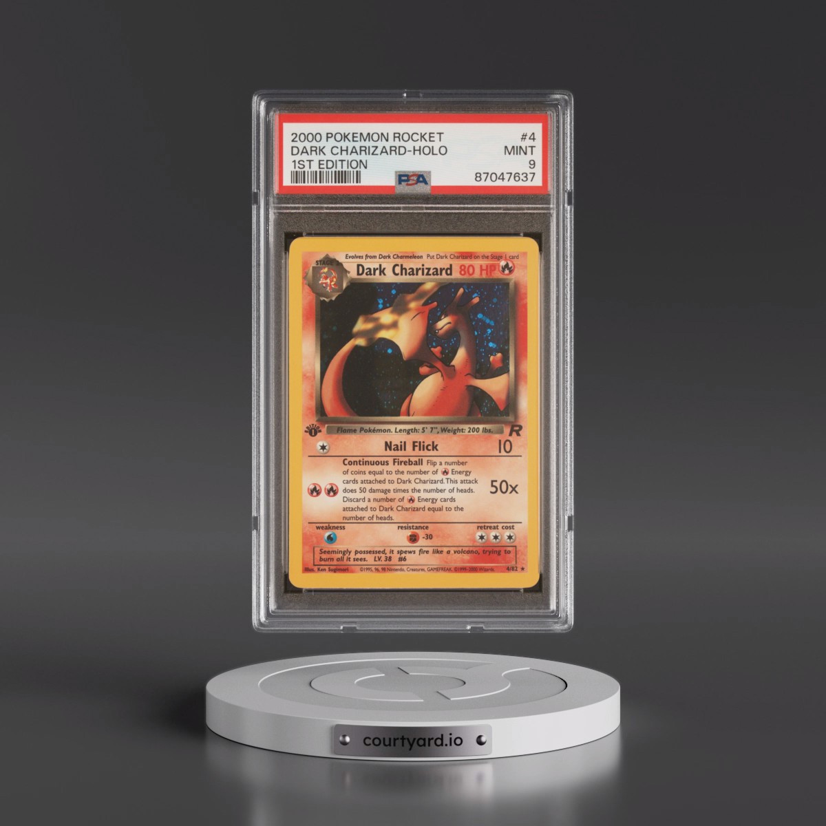 2000 Pokémon Rocket #4 Dark Charizard - 1st Edition Holo (PSA 9 MINT)