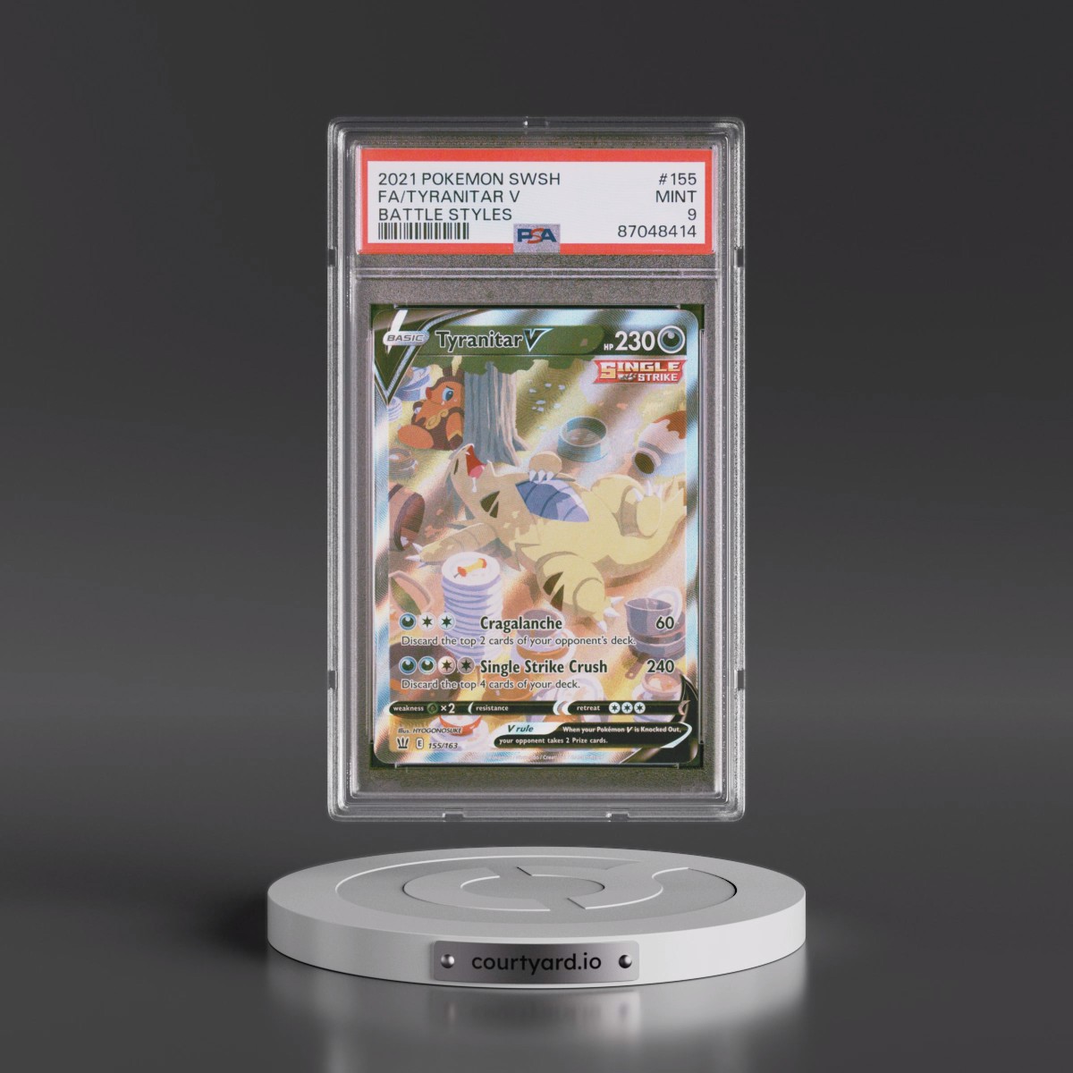2021 Pokémon Sword & Shield Battle Styles #155 Tyranitar V - Holo Full Art (PSA 9 MINT)