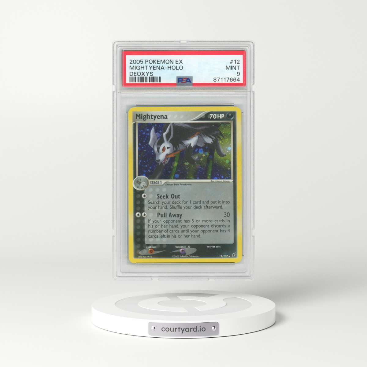 2005 Pokémon EX Deoxys #12 Mightyena - Holo (PSA 9 MINT)
