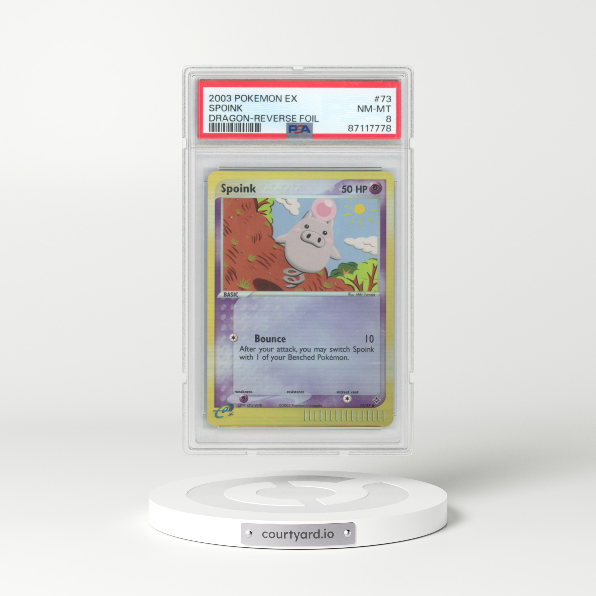 2003 Pokémon EX Dragon #73 Spoink - Reverse Foil (PSA 8 NM-MT)