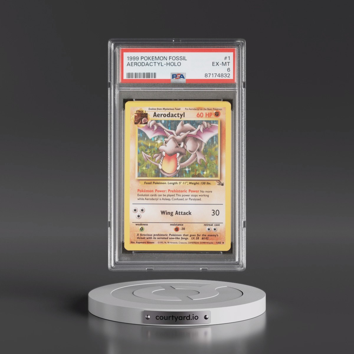 1999 Pokémon Fossil #1 Aerodactyl - Holo (PSA 6 EX-MT)