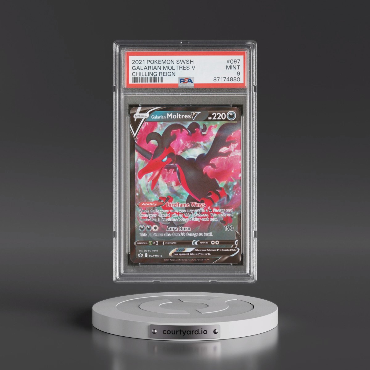 2021 Pokémon Sword & Shield Chilling Reign #097 Galarian Moltres V - Holo (PSA 9 MINT)