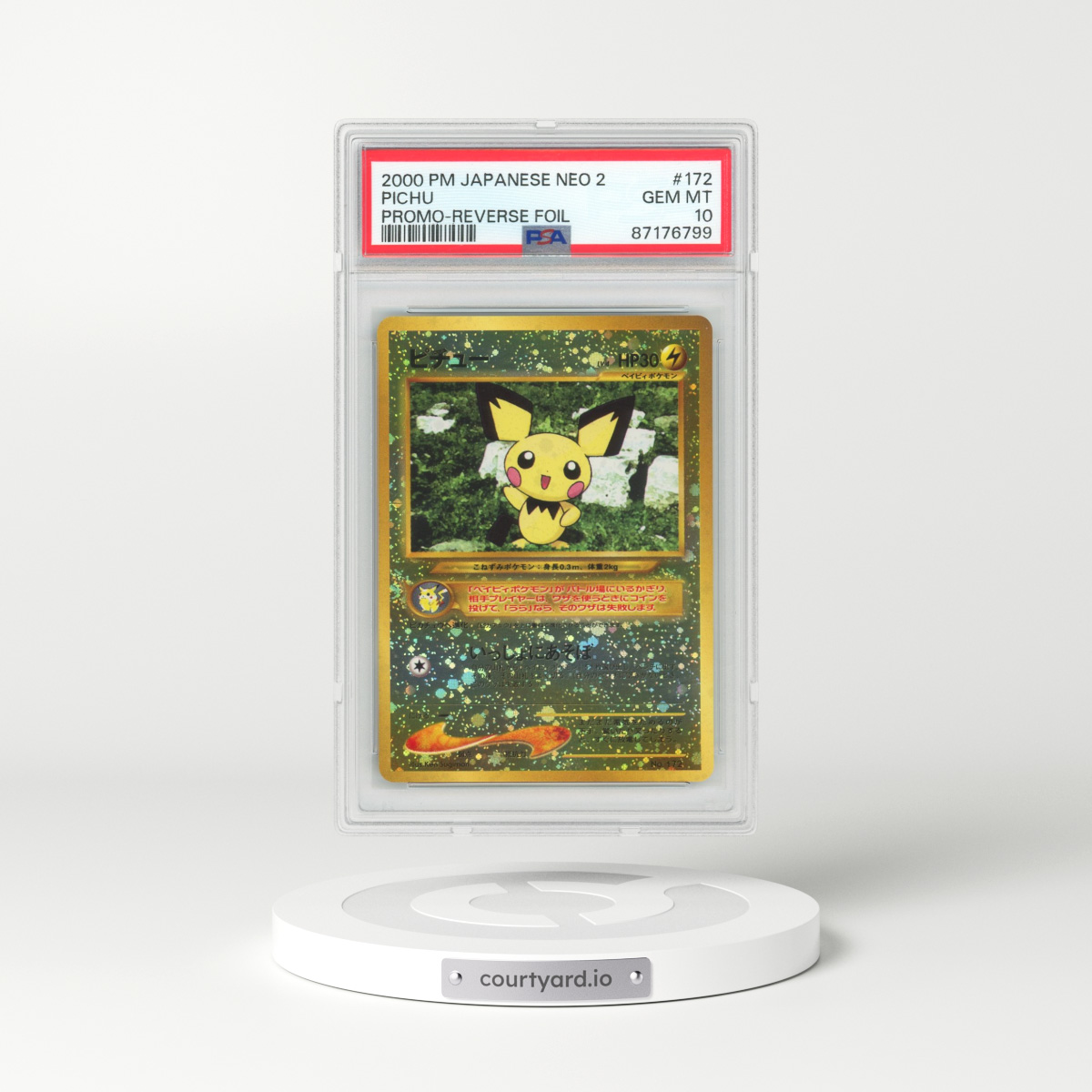 2000 Pokémon Neo 2 Promo #172 Pichu - Reverse Foil (PSA 10 GEM MINT)